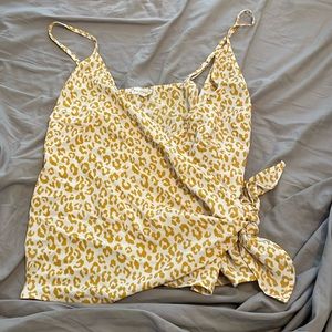 V neck cheetah print tank with tie